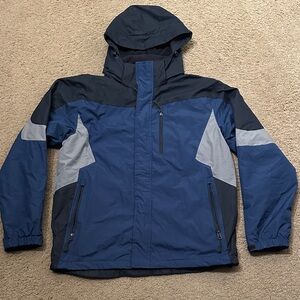 Outdoor Life Mens Full Zip Up Hooded Performance Jacket Blue Gray Size M